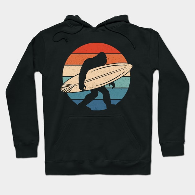 Surfing Bigfoot Sunset Hoodie by Tesszero